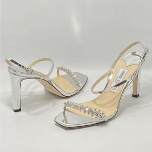 Jimmy Choo Meira Embellished Patent Leather Sandals size 39